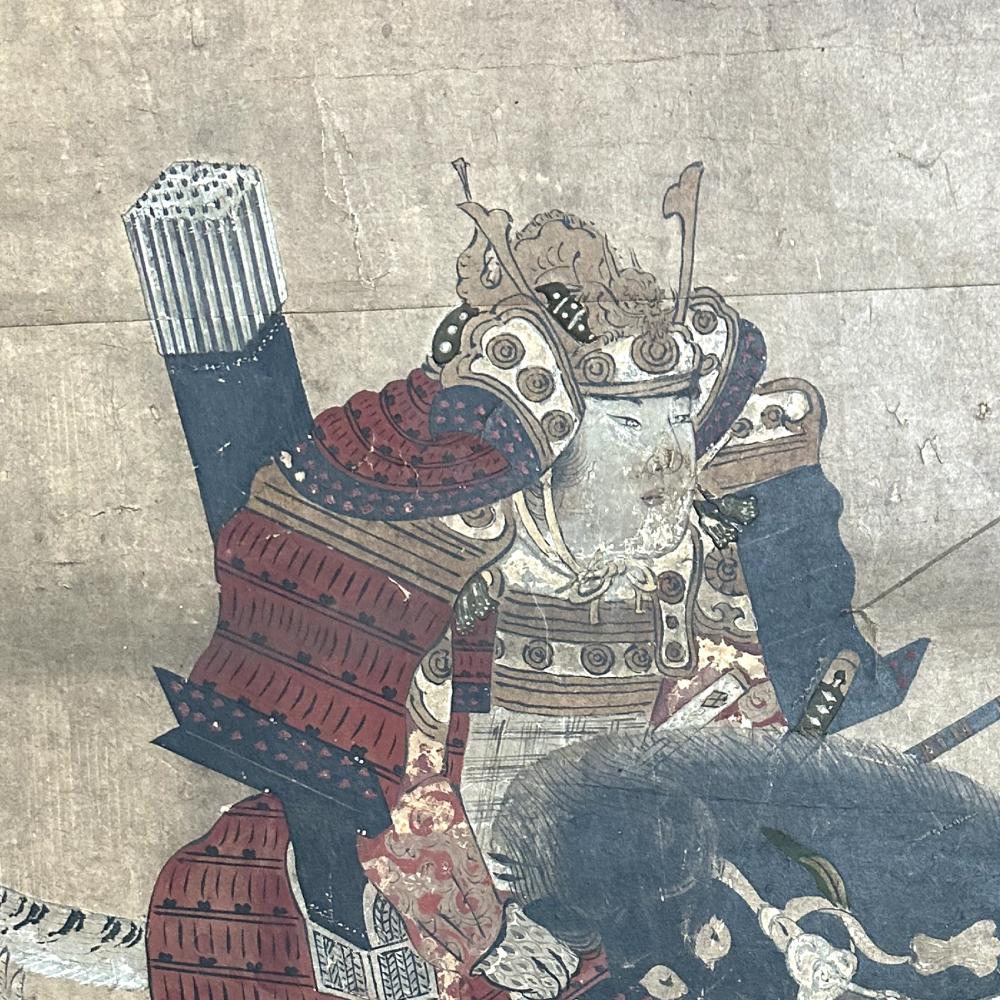 18th Century and Earlier Momoyama Period Samurai Screen with Meiji Reframing