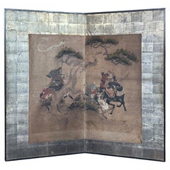 Momoyama Period Samurai Screen with Meiji Reframing
