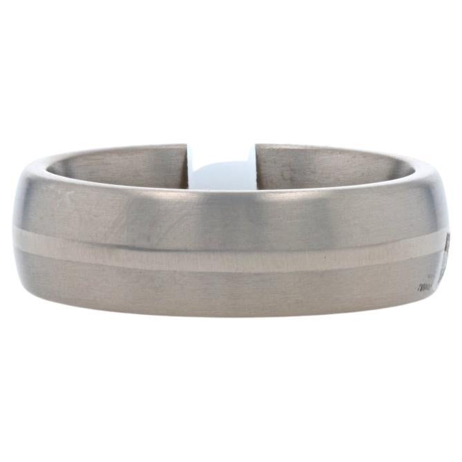 Mon Cheri Men's Wedding Band -Titanium Comfort Fit Matte Stripe Ring Size 10 1/2