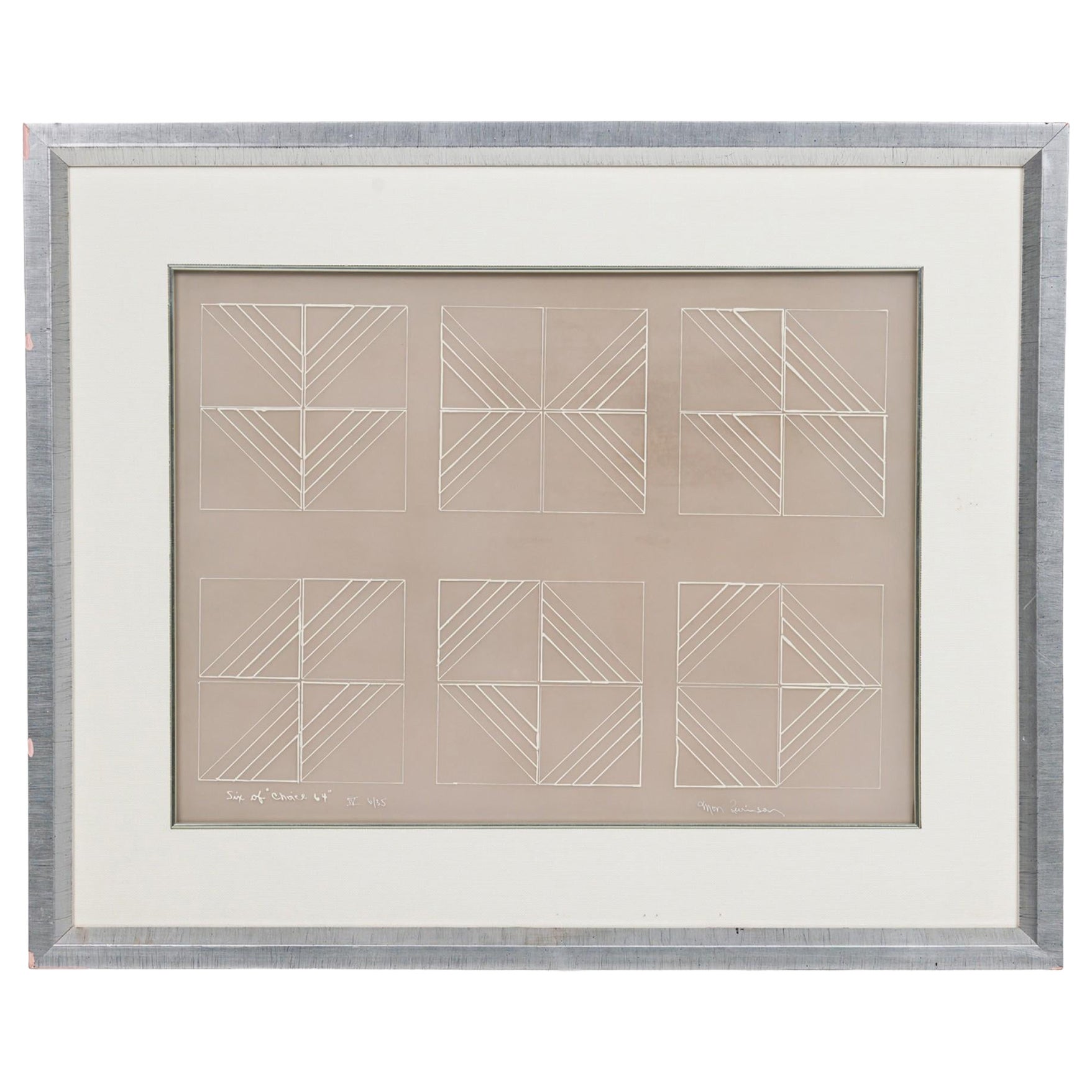 Mon Levinson American Op Art Lithograph, Titled: "Six of Choice" For Sale