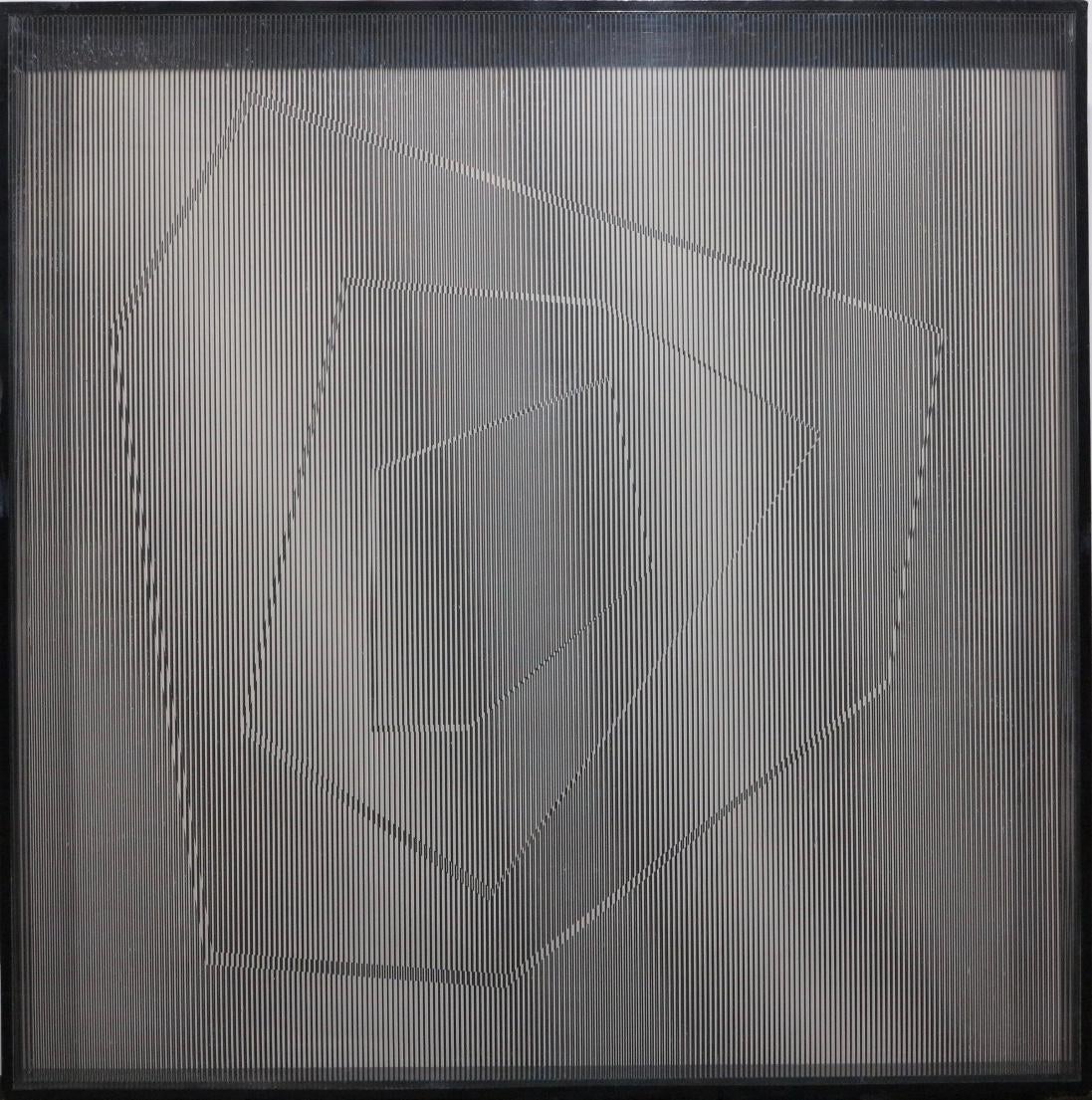 Mon Levinson Abstract Sculpture - The Edge V (Op Art plexiglass box wall sculpture)