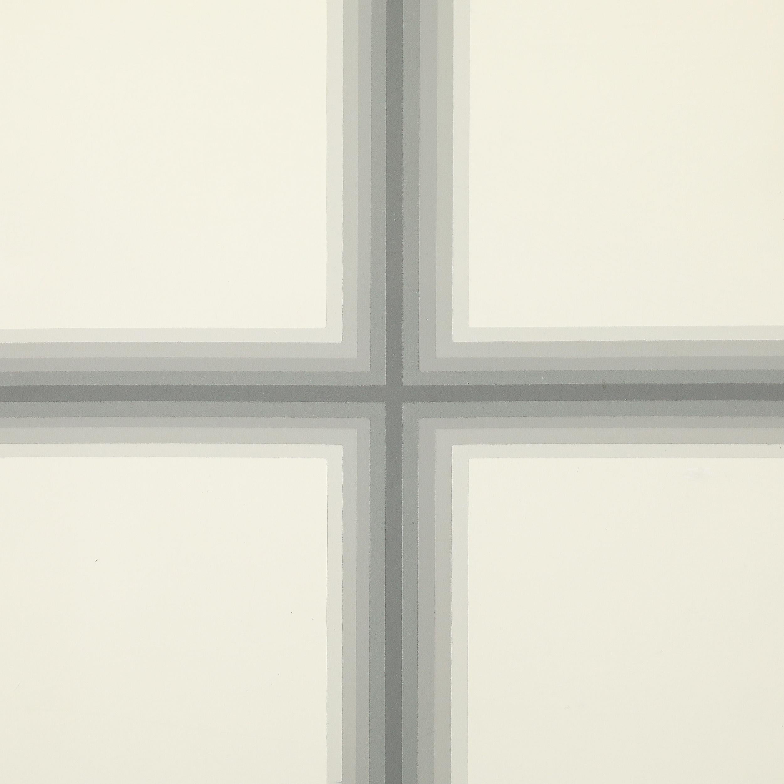 Mon Levinson Modernistischer abstrakter geometrischer Raumteiler in grauen Quadraten im Angebot 10