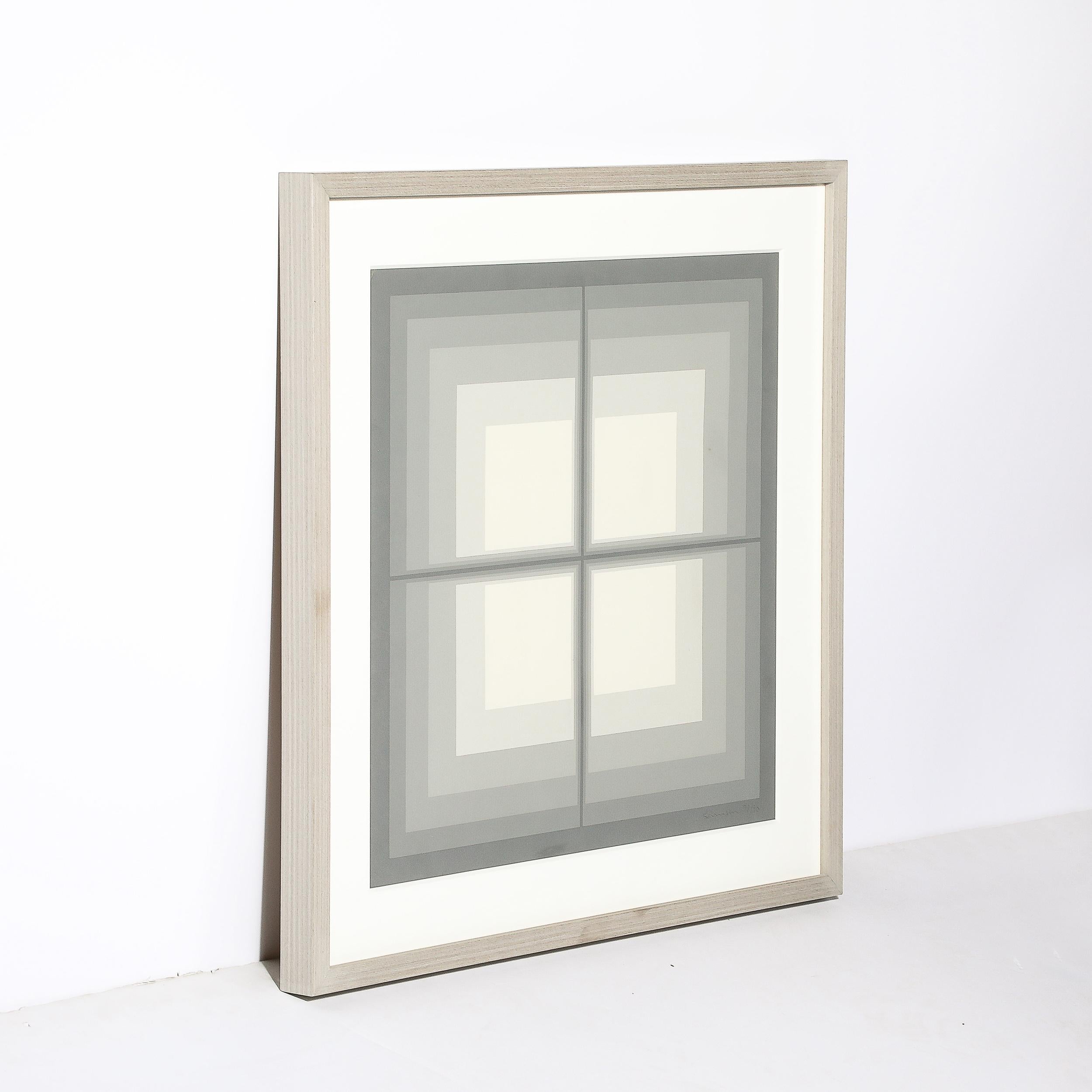 Mon Levinson Modernistischer abstrakter geometrischer Raumteiler in grauen Quadraten im Angebot 2