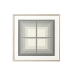 Mon Levinson, sérigraphie géométrique abstraite moderniste en carrés gris