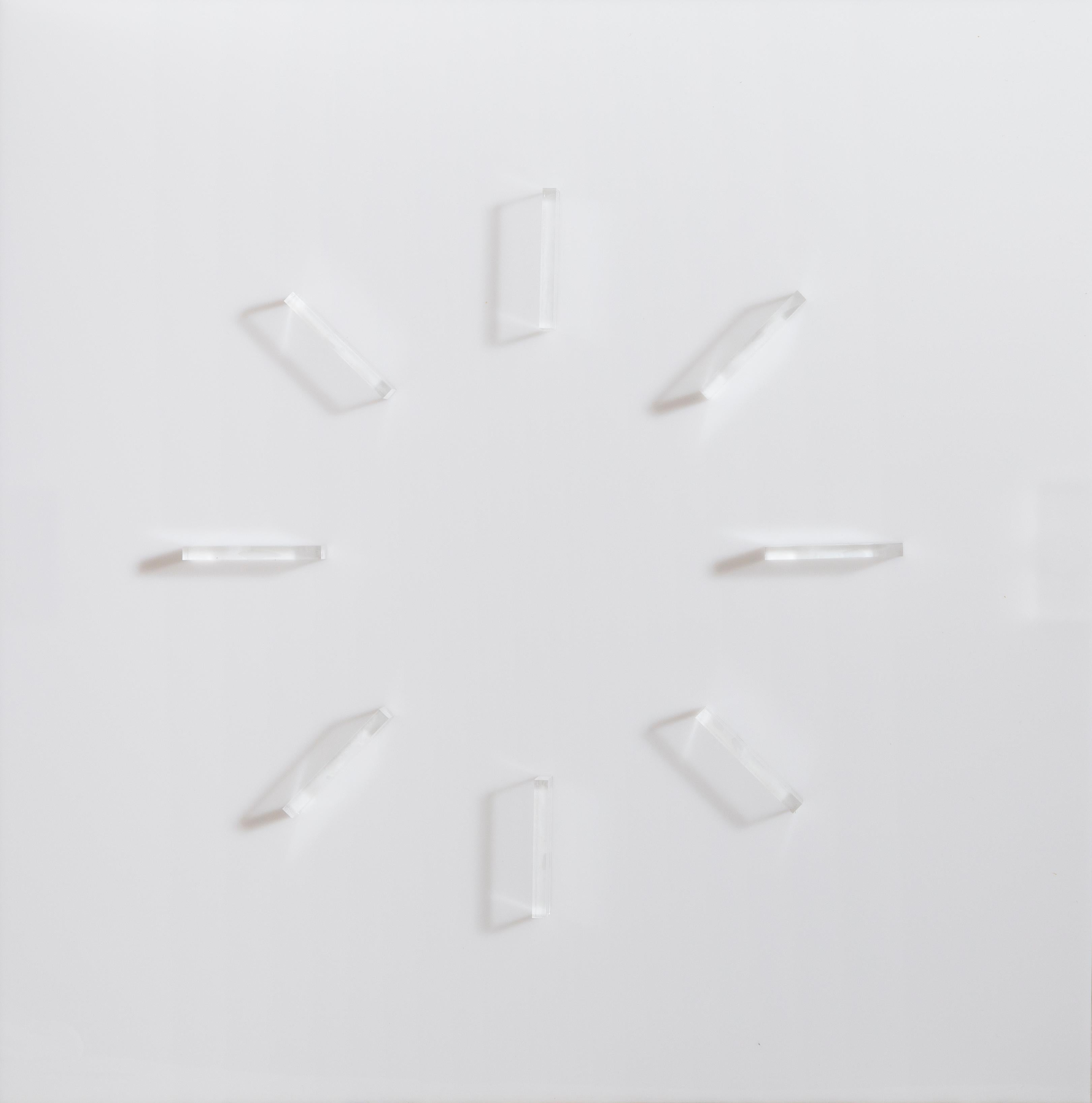 Artist: Mon Levinson, American (1926 - 2014)
Title: Sun Clock
Year: 1969
Medium: Clear and frosted plexiglas construction
Edition: 14/90
Size: 20 x 20 in. (50.8 x 50.8 cm)