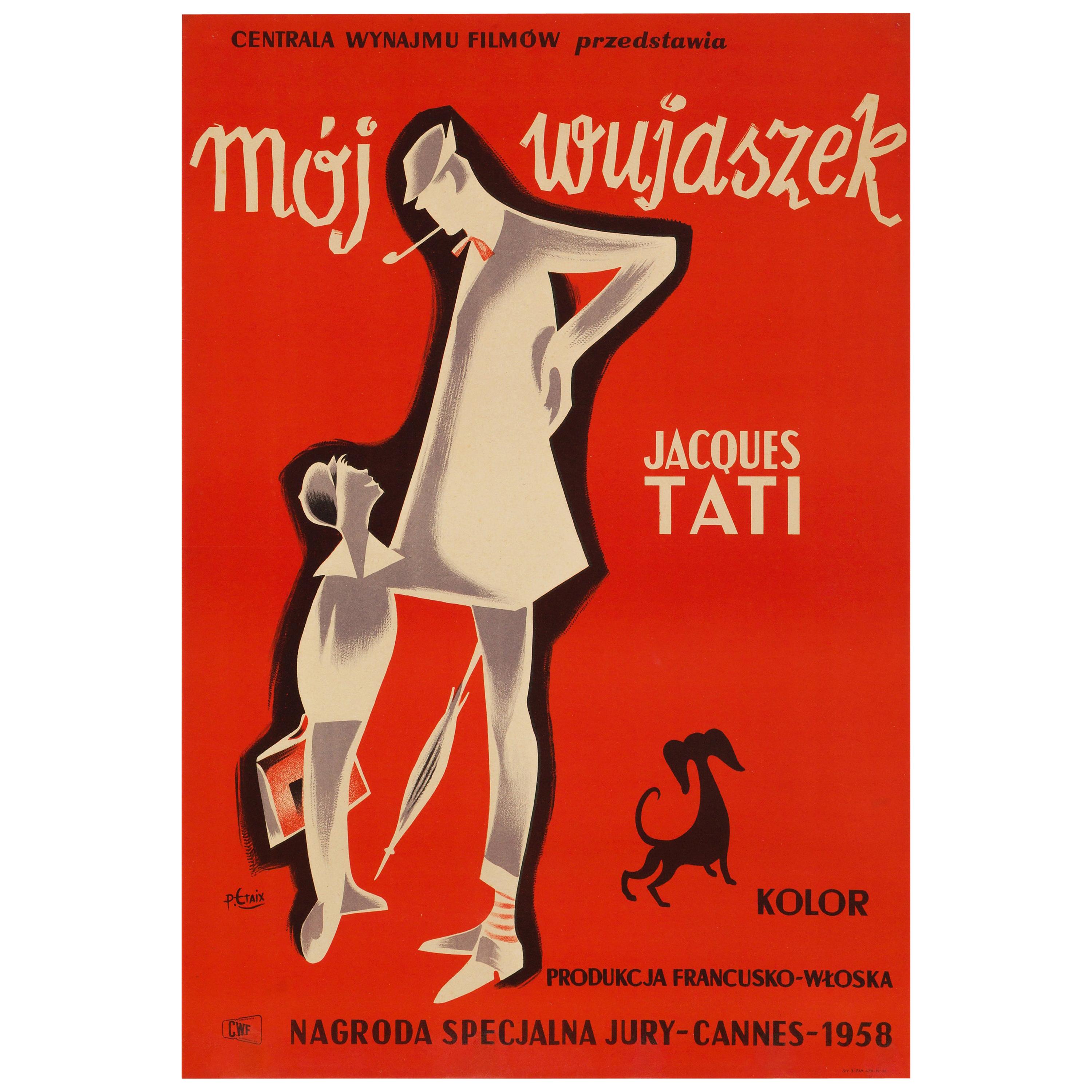 'Mon Oncle' Original Vintage Movie Poster by Pierre Etaix, Polish, 1959