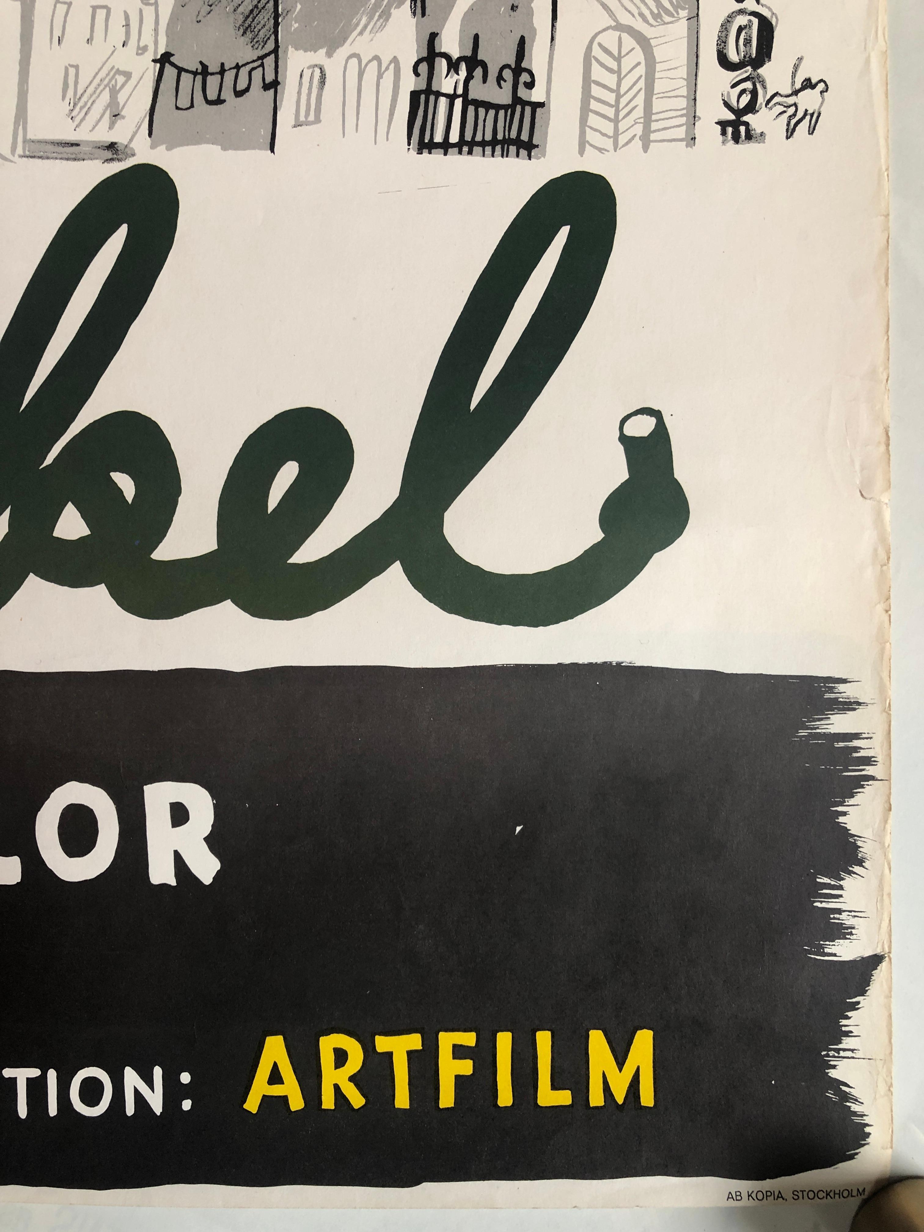 'Mon Oncle' Original Vintage Movie Poster by Olle Olsson Hagalund, Swedish, 1959 In Good Condition For Sale In Devon, GB