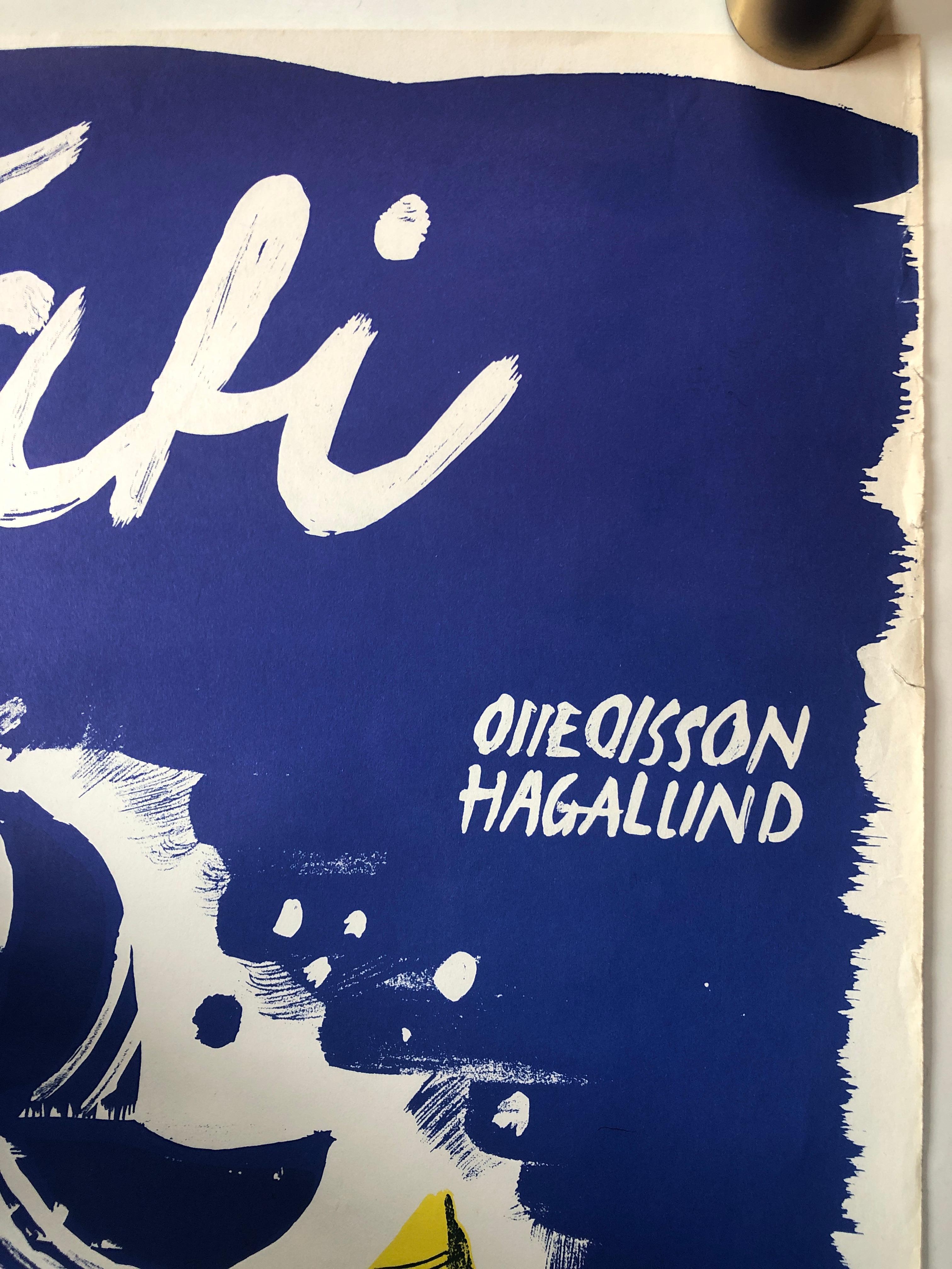 Paper 'Mon Oncle' Original Vintage Movie Poster by Olle Olsson Hagalund, Swedish, 1959 For Sale