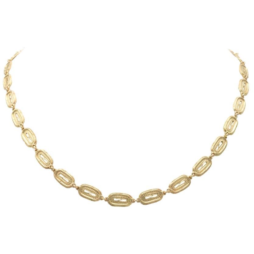 Mon Pilar Jewelry Roma Necklace in 14 Karat Yellow Gold For Sale