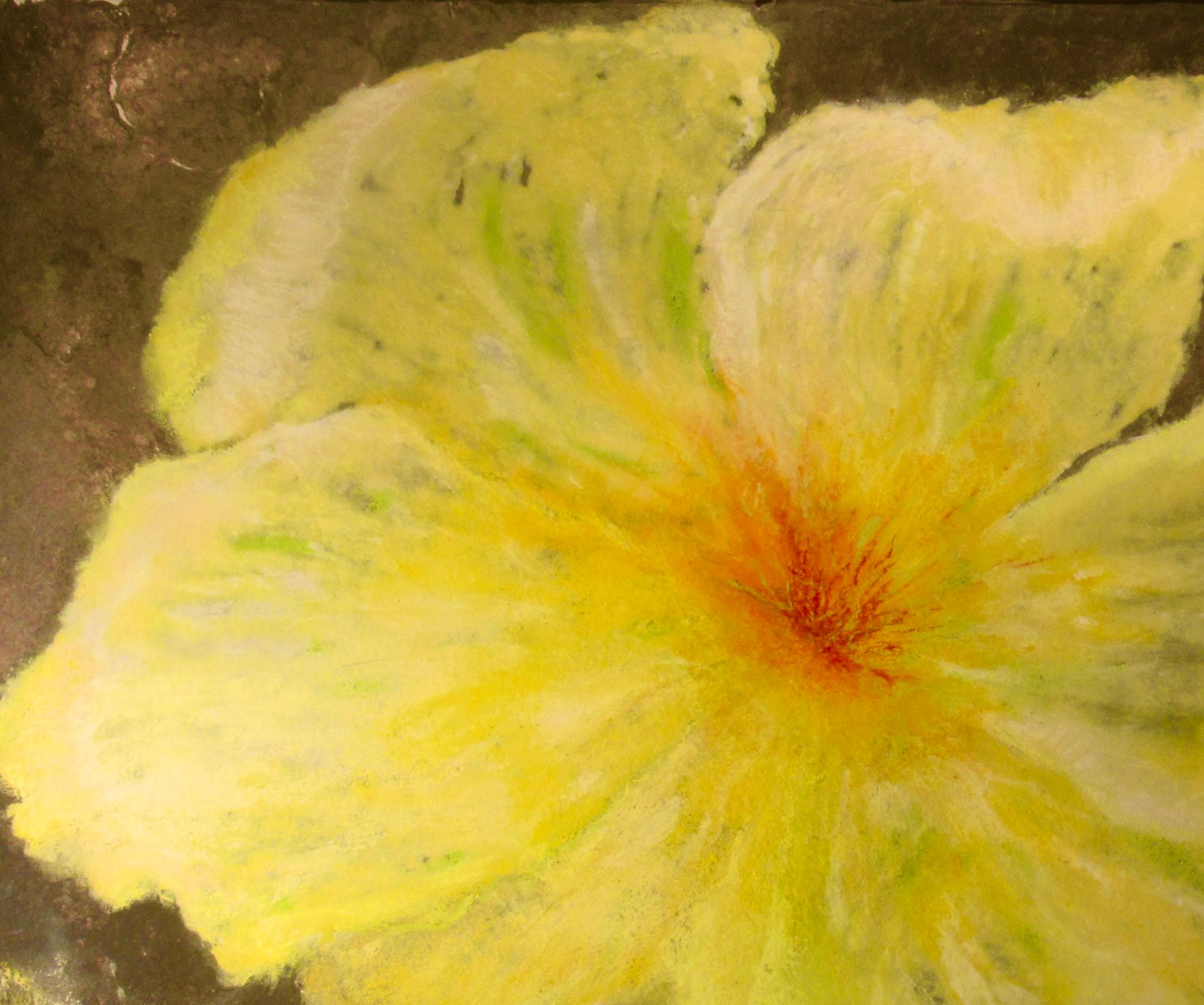 Fleur jaune - Impressionnisme américain Painting par Mona Dukess
