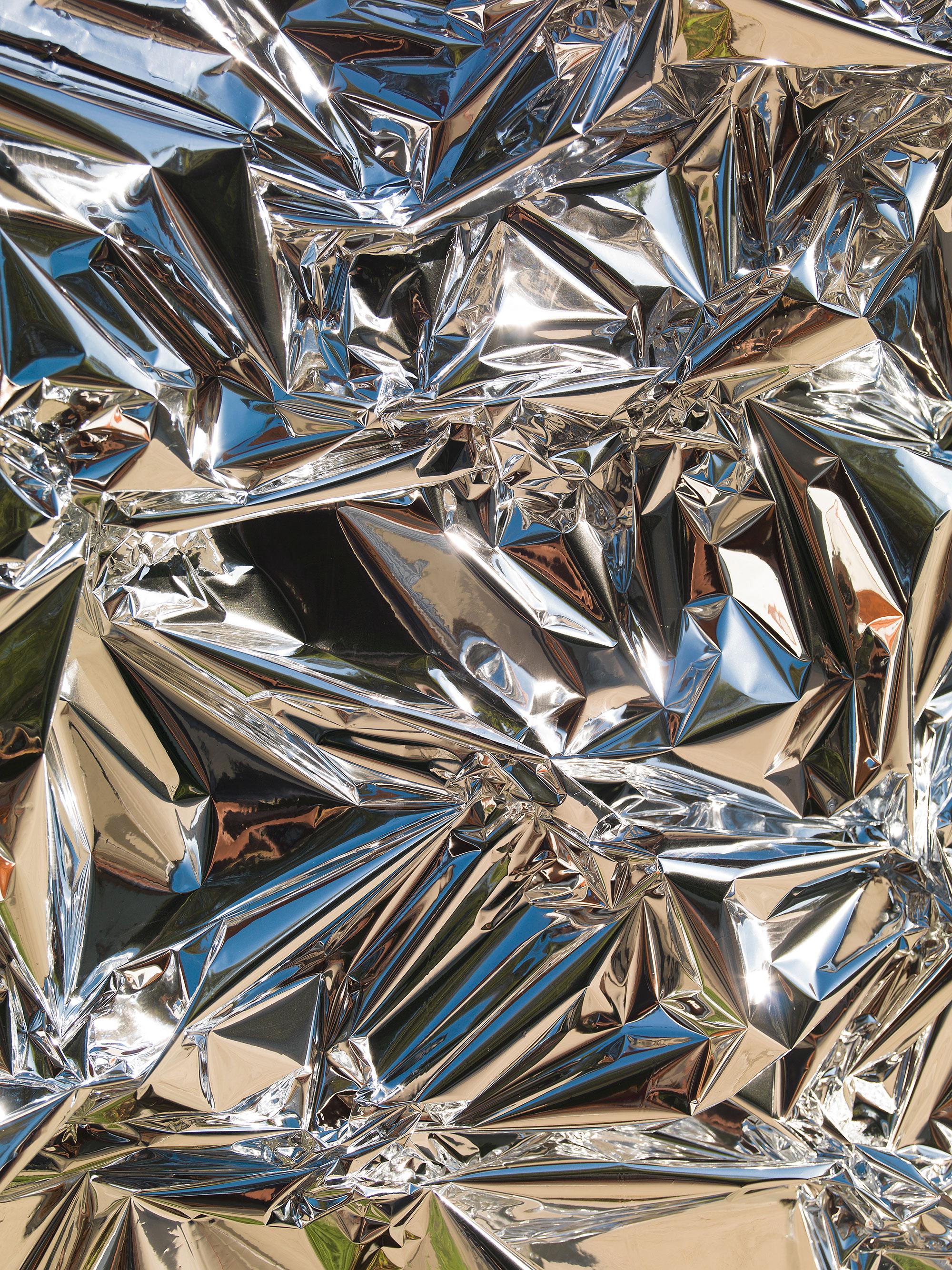 Folds in Time #108 - abstract metallic foil monochromatic reflections in light