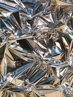 Folds in Time #108 - abstract metallic foil monochromatic reflections in light