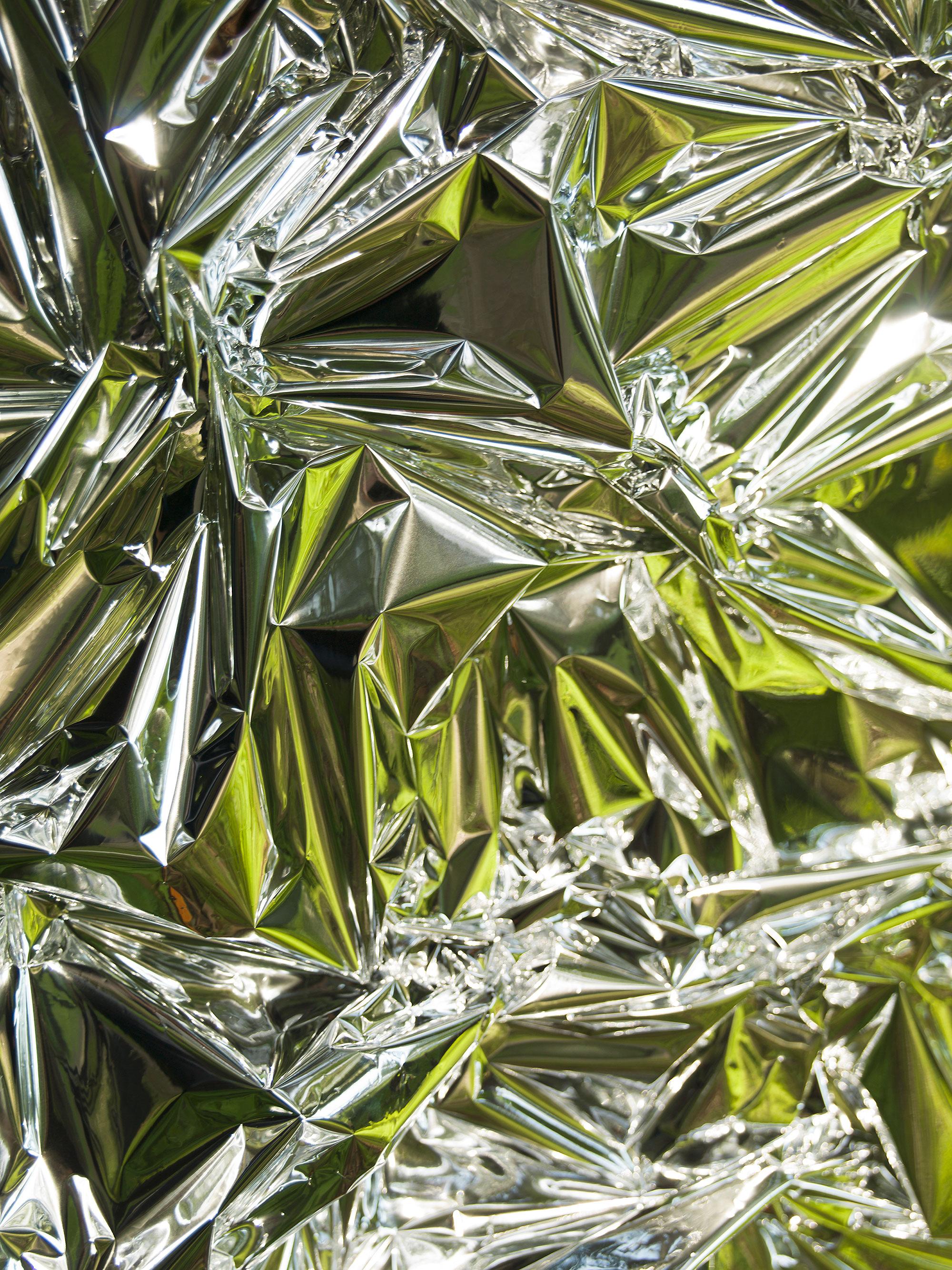 Mona Kuhn Color Photograph - Folds in Time #132 - abstract metallic foil monochromatic reflections in light