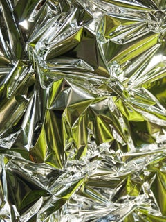 Folds in Time #132 - abstract metallic foil monochromatic reflections in light