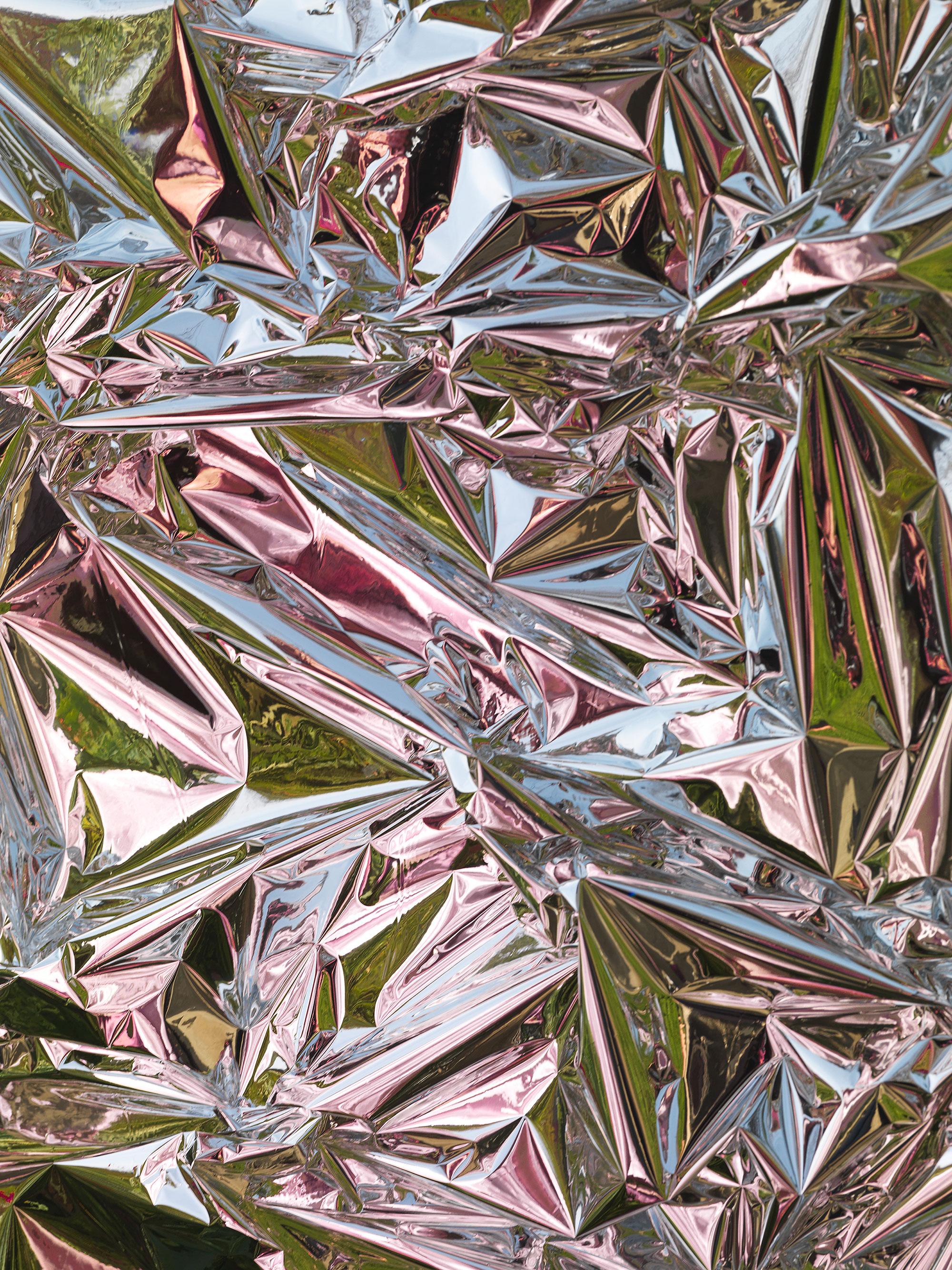 Folds in Time #353 - abstract metallic foil monochromatic reflections in light
