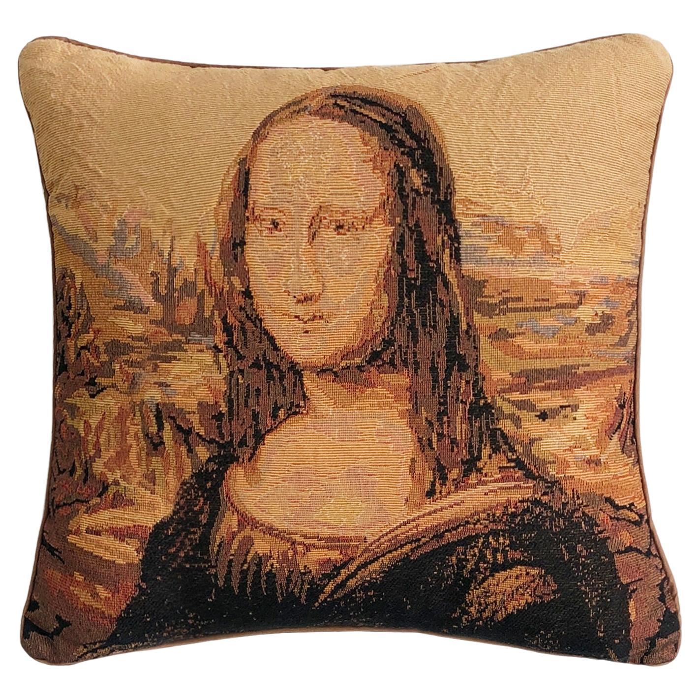 Mona Lisa Kissen Louvre 1970er Jahre 1980er Da Vinci Kunstbett Sofa Sessel Boho Decor  im Angebot