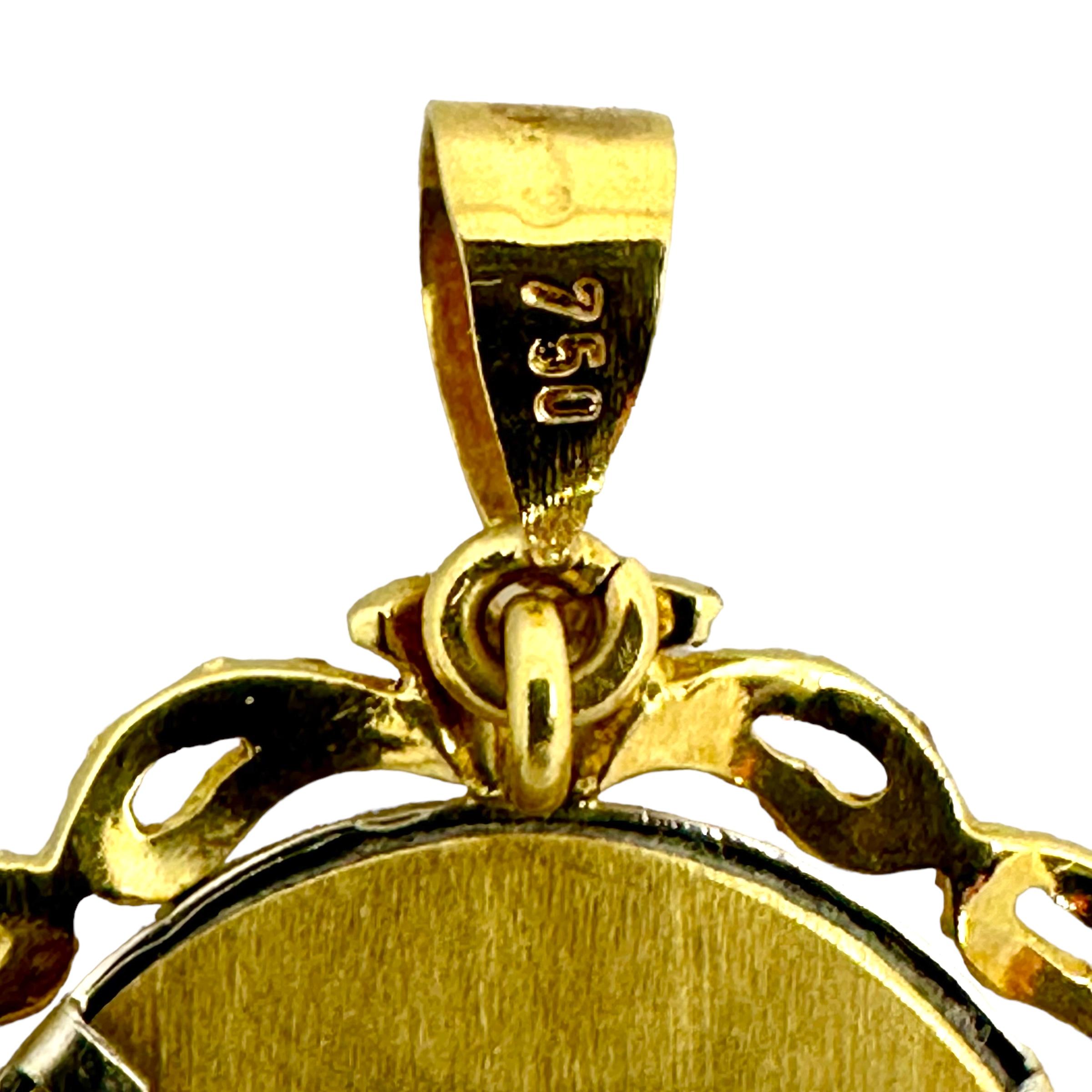 Pendentif/Broche portrait de style Mona Lisa en or jaune 18 carats avec accents de diamants Bon état - En vente à Palm Beach, FL