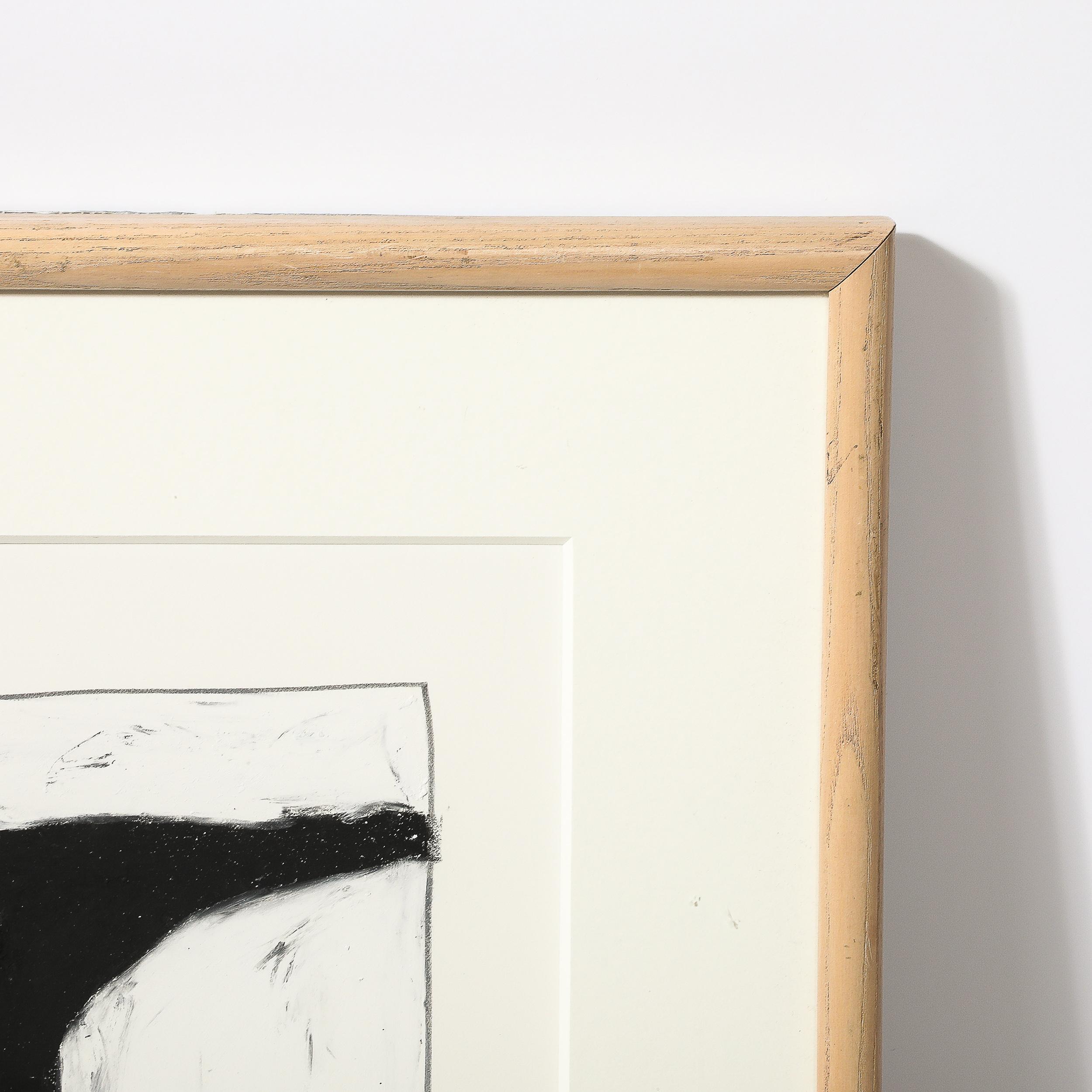 Mid-Century Modernist Abstract Lithograph in White and Black Signed Mona Mark For Sale 6