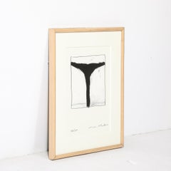 Mid-Century Modernist Abstract Lithograph in White and Black Signed Mona Mark