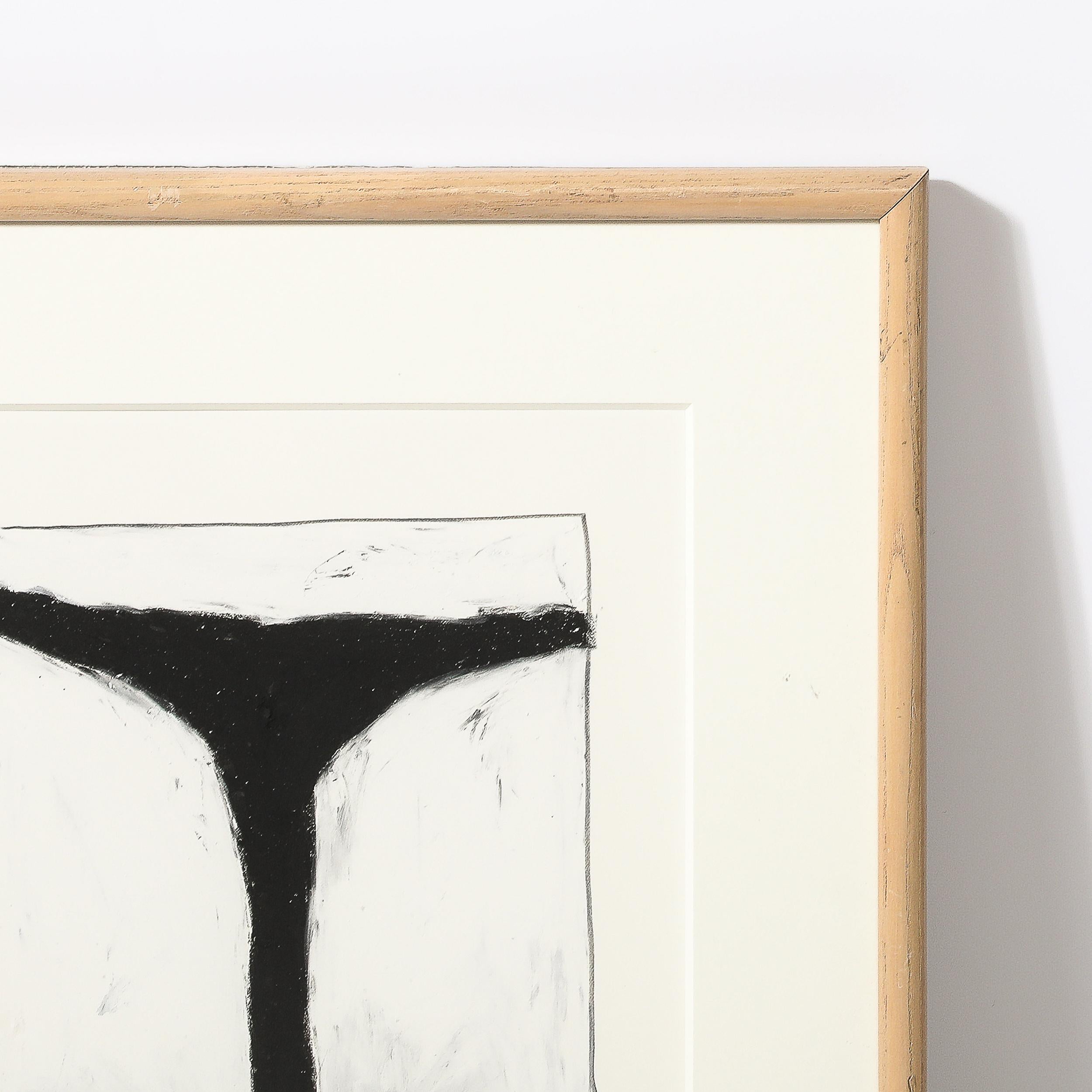 Mid-Century Modernist Abstract Lithograph in White and Black Signed Mona Mark For Sale 2