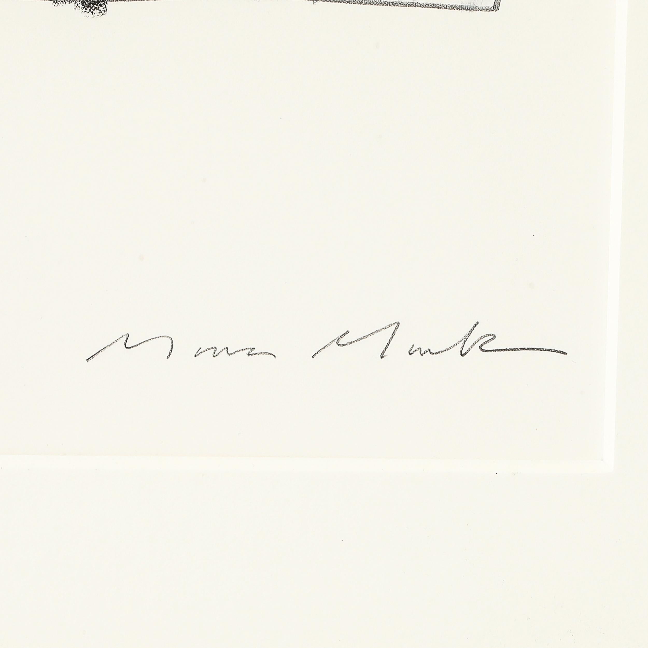 Mid-Century Modernist Abstract Lithograph in White and Black Signed Mona Mark For Sale 5