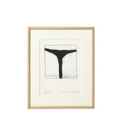 Mid-Century Modernist Abstract Lithograph in White and Black Signed Mona Mark