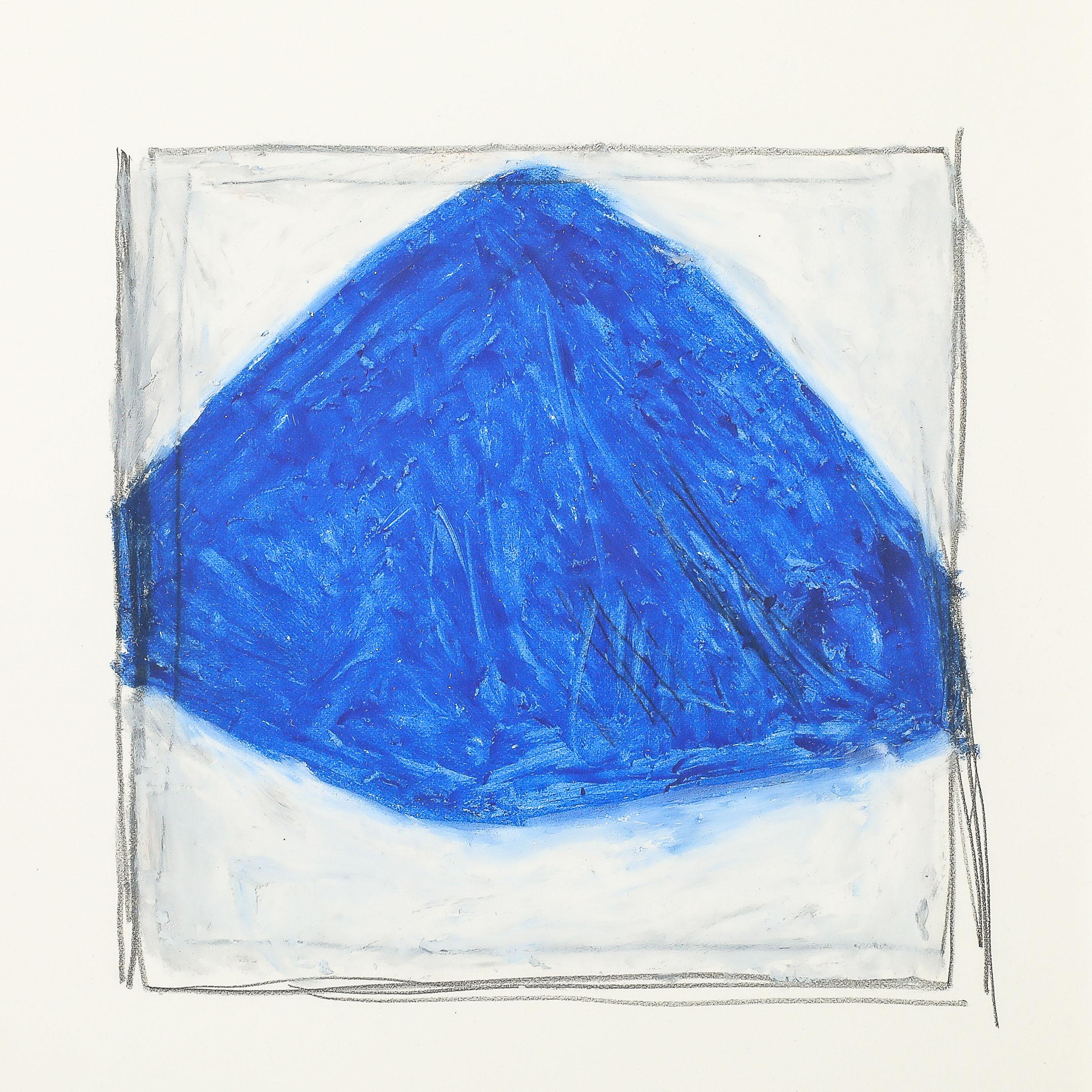 Mid-Century Modernist Abstract Lithograph in Blue and White Signed Mona Mark For Sale 3