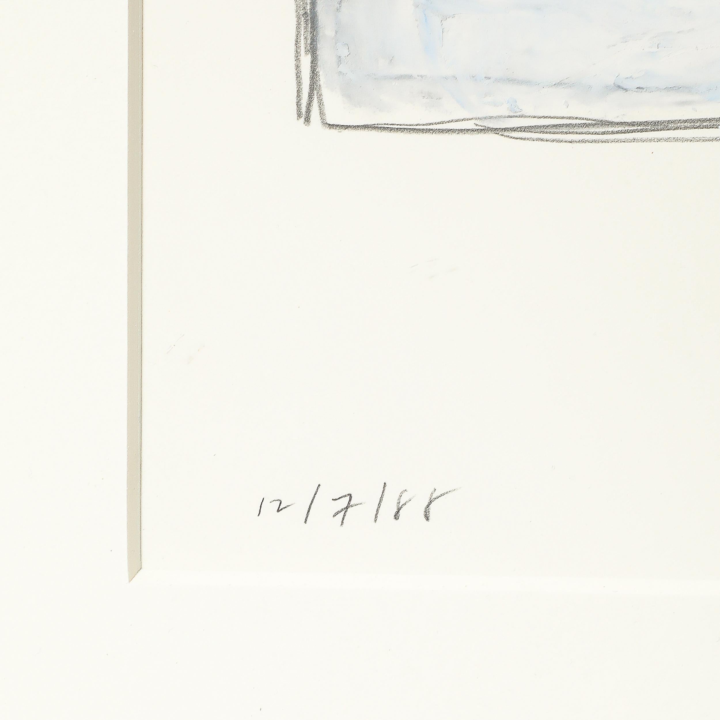 Mid-Century Modernist Abstract Lithograph in Blue and White Signed Mona Mark For Sale 4