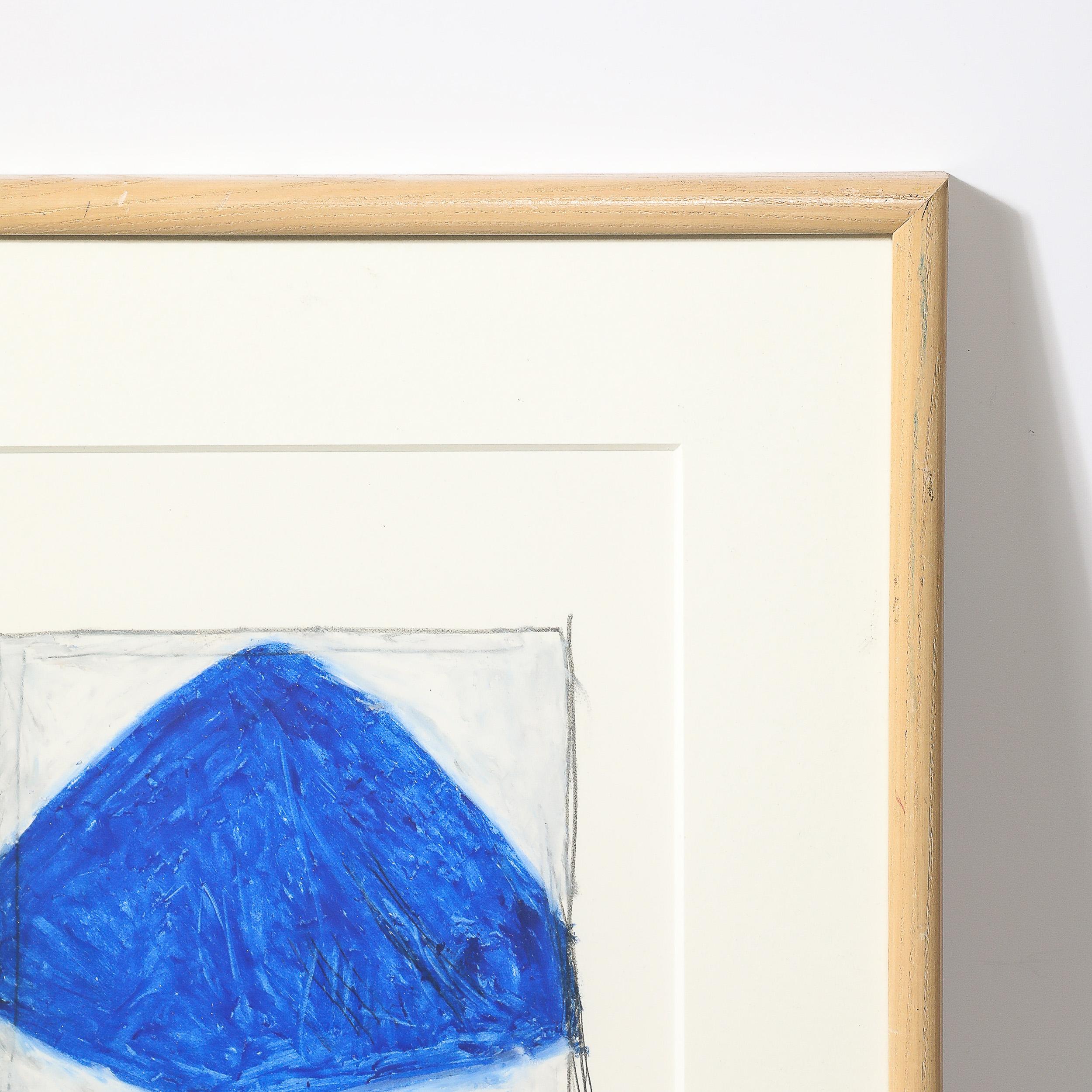 Mid-Century Modernist Abstract Lithograph in Blue and White Signed Mona Mark For Sale 6