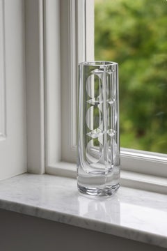 Mona Morales crystal hand cut decorative art vase and art object, Kosta, Sweden