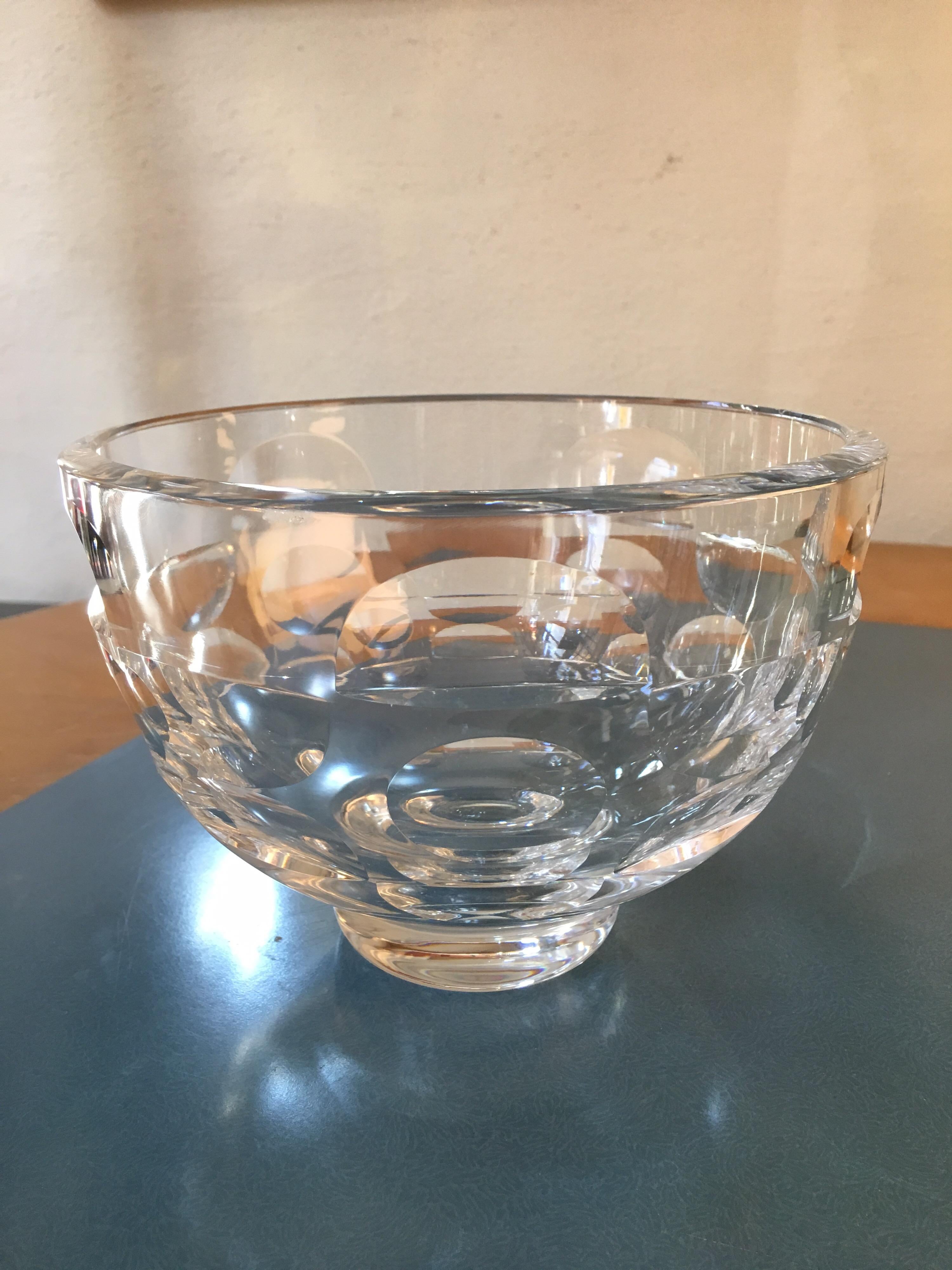 Mona Morales Schildt for Orrefors bowl or vase. Beautiful design of 1/2 round circles polished all around. Signed bottom.