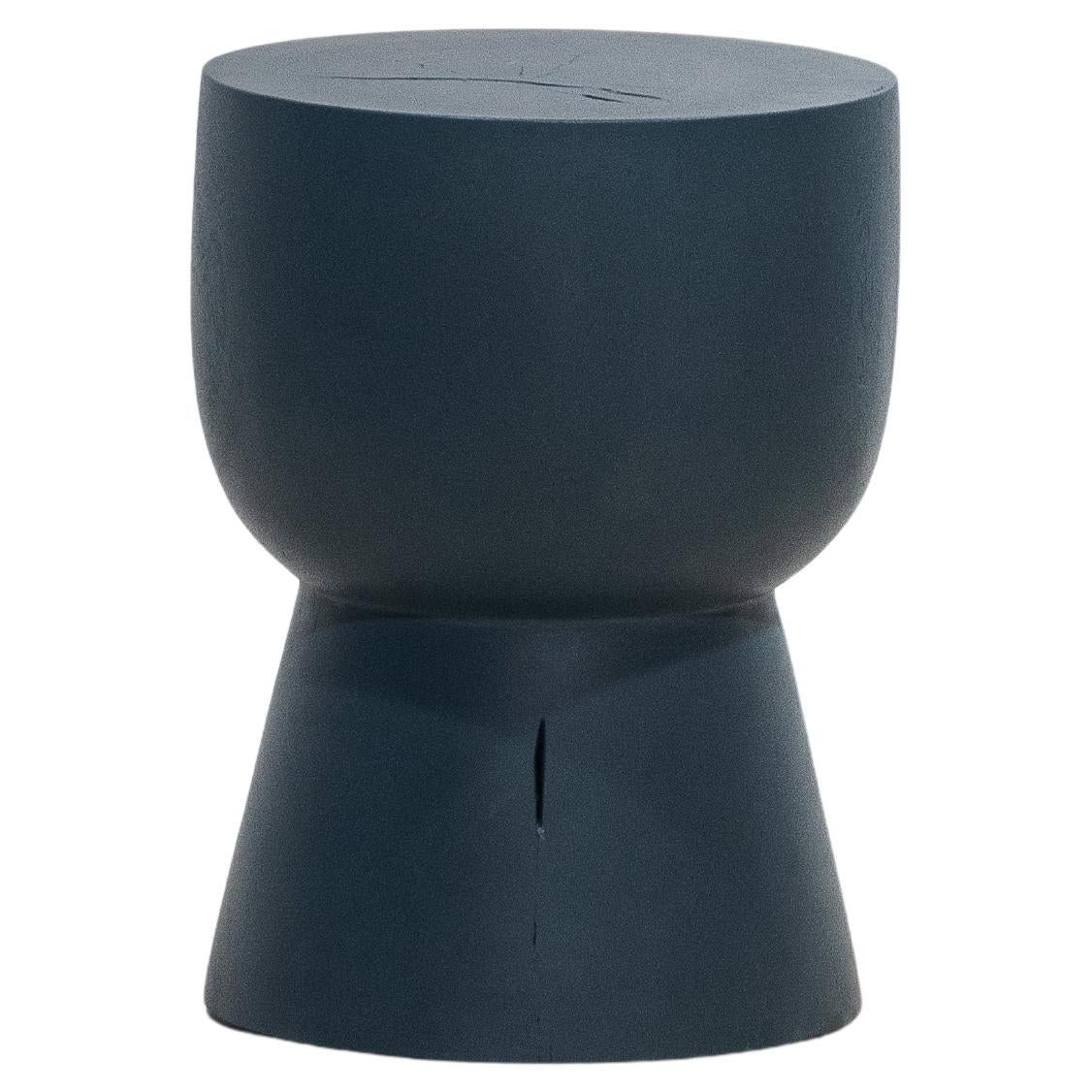 Tabouret MONA, finition Monkey Pod bleu rivière