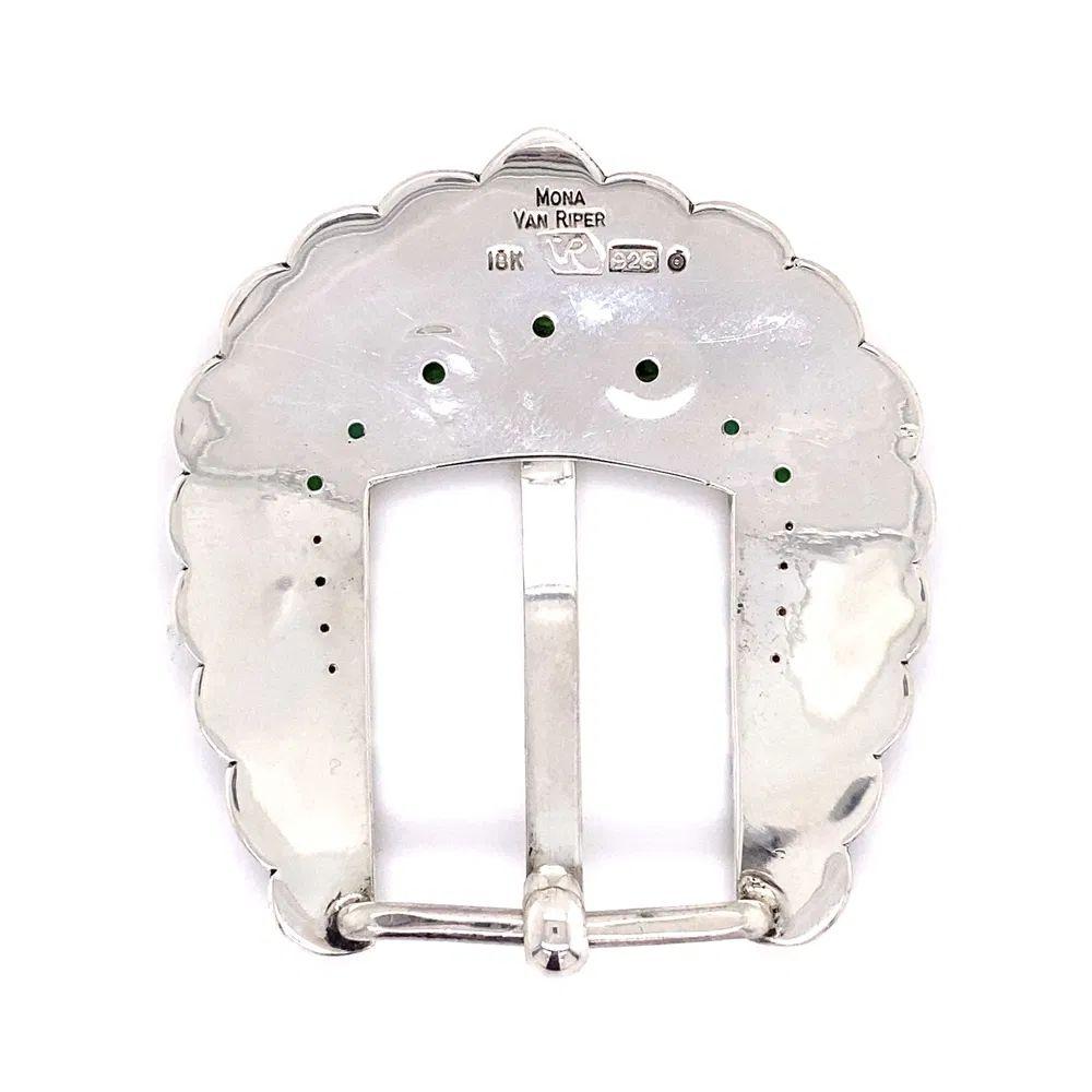 Mona Van Riper Designer Tsavorite e diamanti Set di fibbie in oro e argento da 4 pezzi in vendita 1
