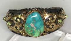 Mona Van Riper Turquoise Silver and Gold Bracelet