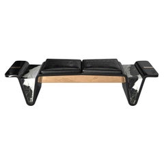 "Monachella" Bench, Stainless Steel, Bronze, Panda Marble, Handmade, Istanbul