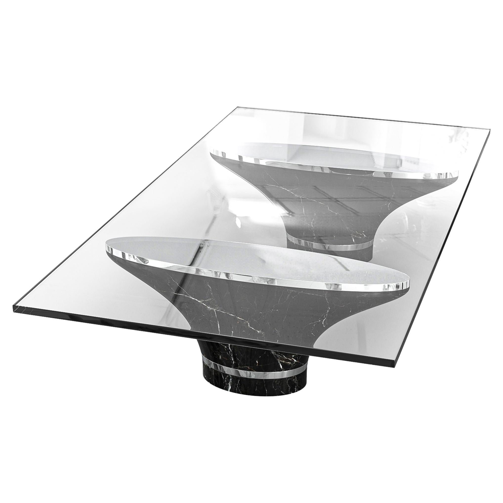 "Monachella" Coffee Table with Marble and Stainless Steel Details, Istanbul For Sale