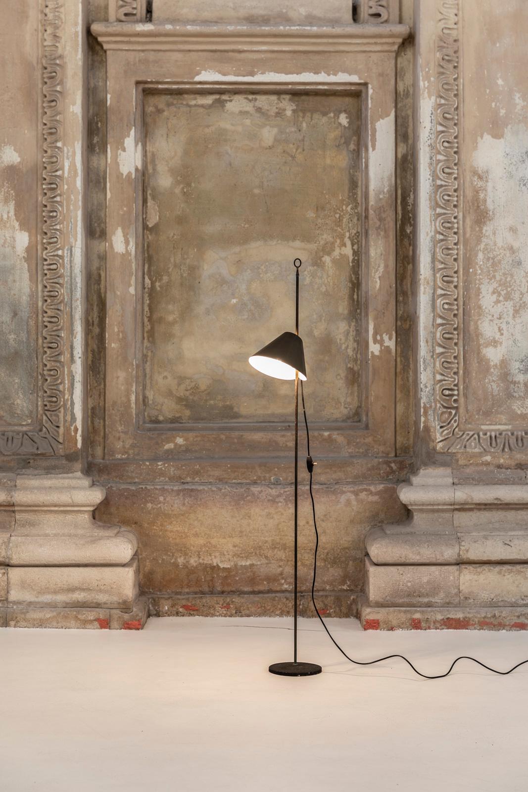 Iconic lamp designed by Luigi Caccia Dominioni for Azucena in 1953. The Monachella lamp takes its name from the black veil worn by nuns because at that time Caccia Dominioni was working on the Convent and Institute of the Beata Vergine Addolorata in