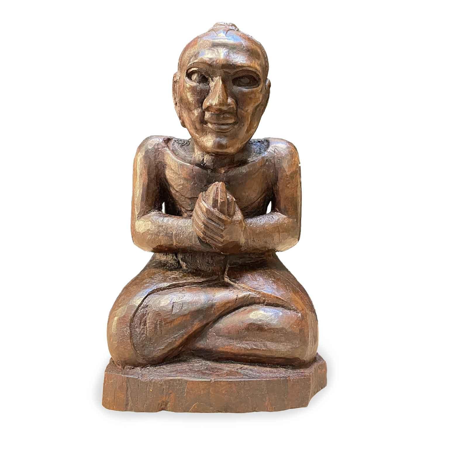 Sculpture orientale en bois sculpté de moine birman Début 1900 en vente 1