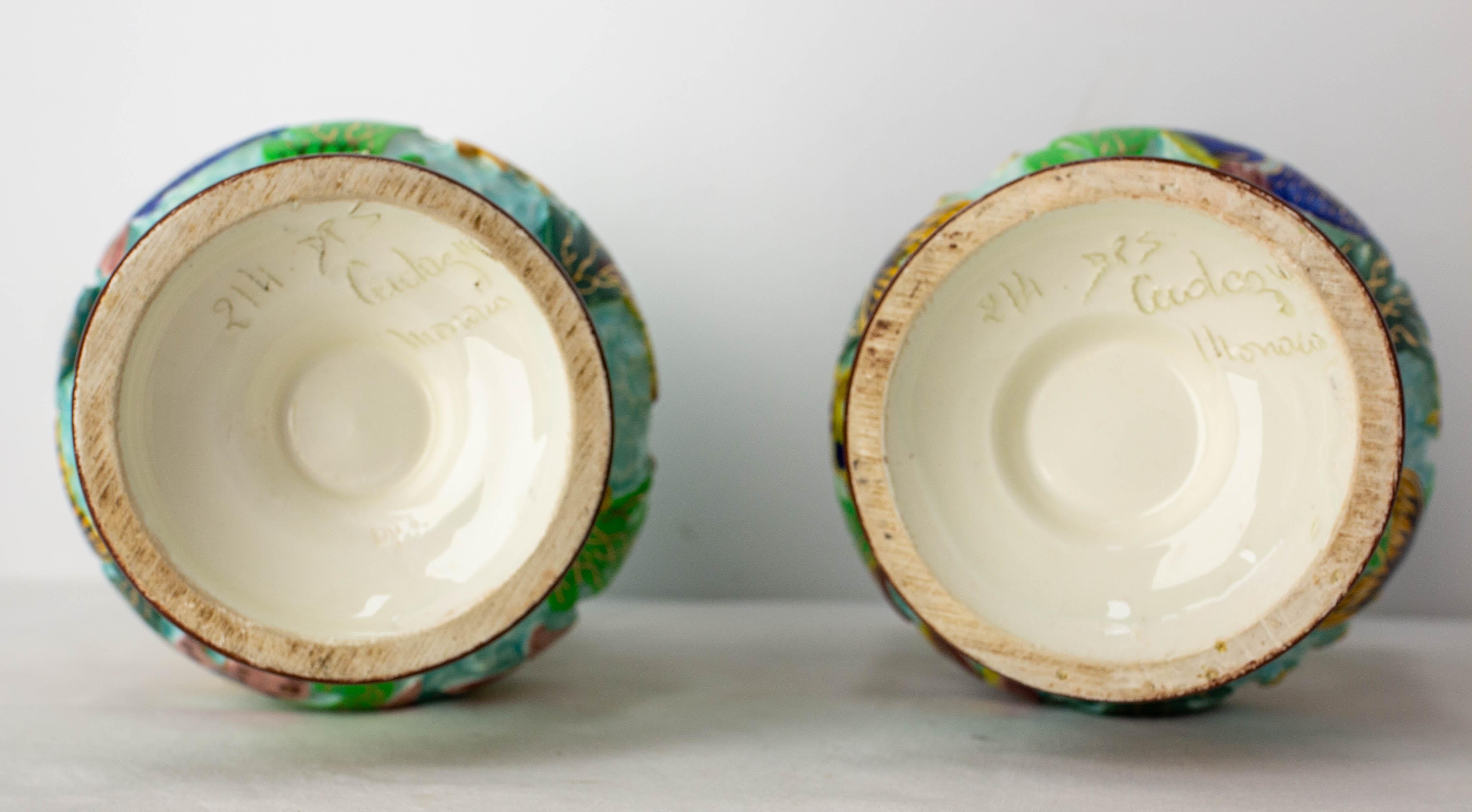 Cerazur Monaco Ceramic Pair of Vases with Sea Decoration Mid-Century French For Sale 7