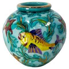 Monaco Ceramic Vase with Sea Decoration Mid-Century French