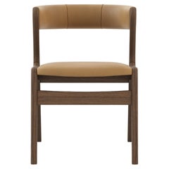 Contemporary dining chair, with customizable wood and leather