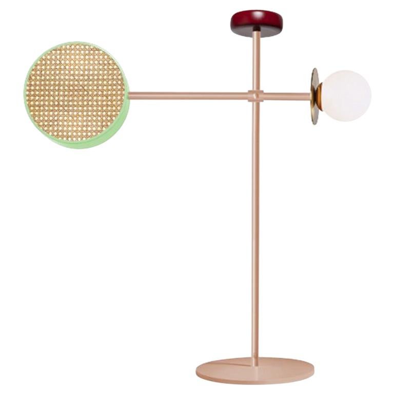 Art Deco inspired Monaco Floor Lamp in Salmon Pink, Dream Green, Brass and Wine