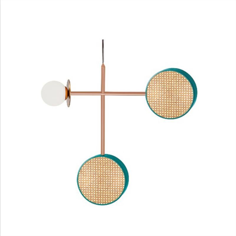 Portugais Lampe à suspension contemporaine Monaco I d'inspiration Art Déco couleur cuivre, saumon et laiton en vente