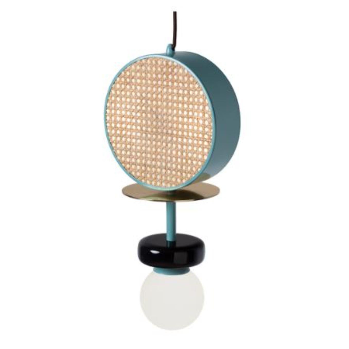 Monaco II Suspension lamp by Dooq
Dimensions: W 30 x D 15 x H 57 cm
Materials: lacquered metal, brass/nickel, rattan and wood spheres.

Information:
230V/50Hz
3 x max. G9
4W LED

120V/60Hz
3 x max. G9
4W LED

Cable: 59”/1,5m

All our