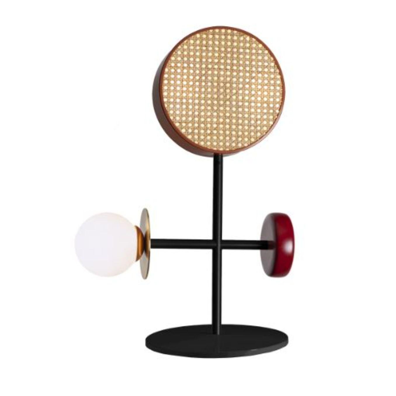 Monaco table I lamp by Dooq
Dimensions: W 45 x D 45 x H 65 cm
Materials: lacquered metal, brass/nickel, rattan and wood spheres.

Information:
230V/50Hz
3 x max. G9
4W LED

120V/60Hz
3 x max. G9
4W LED

Cable: 59”/1,5m

All our lamps