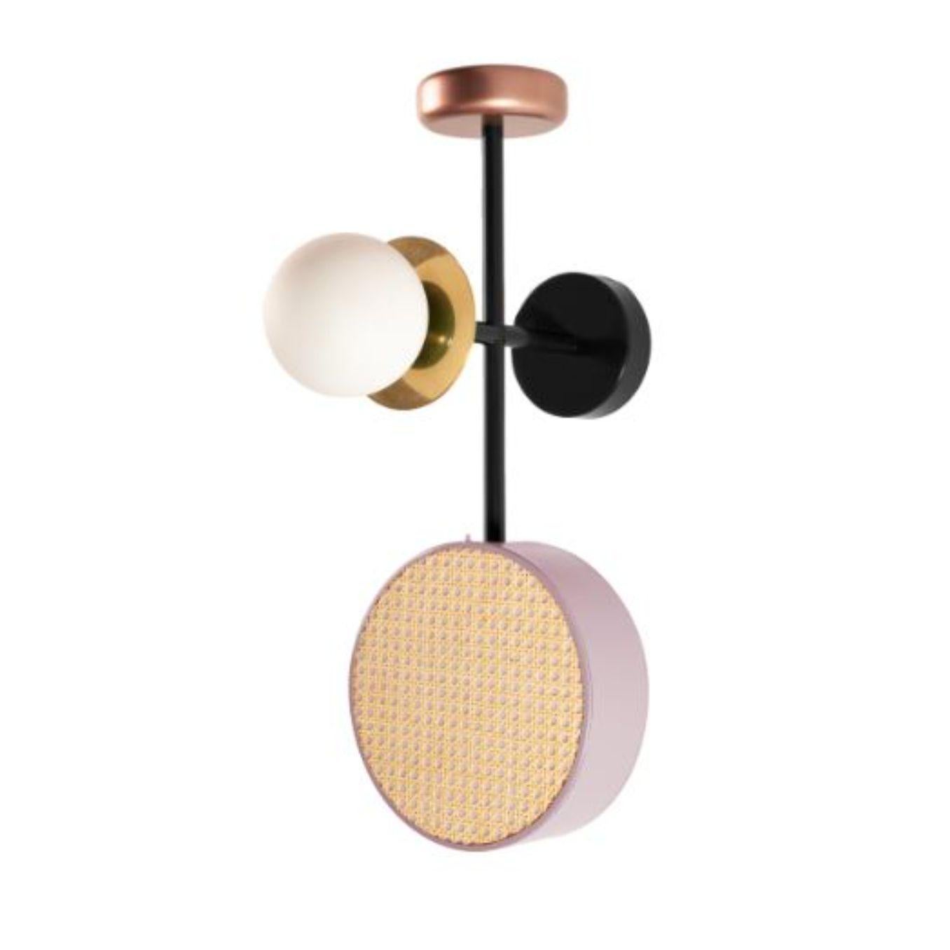 Monaco wall lamp by Dooq
Dimensions: W 45 x D 27.5 x H 70 cm
Materials: lacquered metal, brass/nickel, rattan and wood spheres.

Information:
230V/50Hz
3 x max. G9
4W LED

120V/60Hz
3 x max. G9
4W LED

Cable: 59”/1,5m

All our lamps