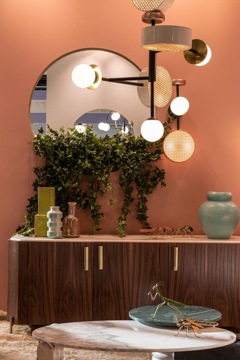 Laccato Lampada da parete Monaco di ispirazione Art Deco in nero, rame, ottone e rattan in vendita