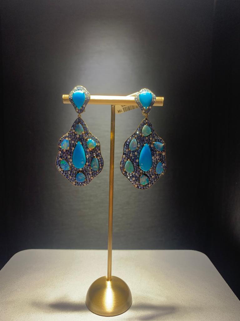 Modern Monan 10.25 Carat Sapphires Ode to Colours Earrings  For Sale