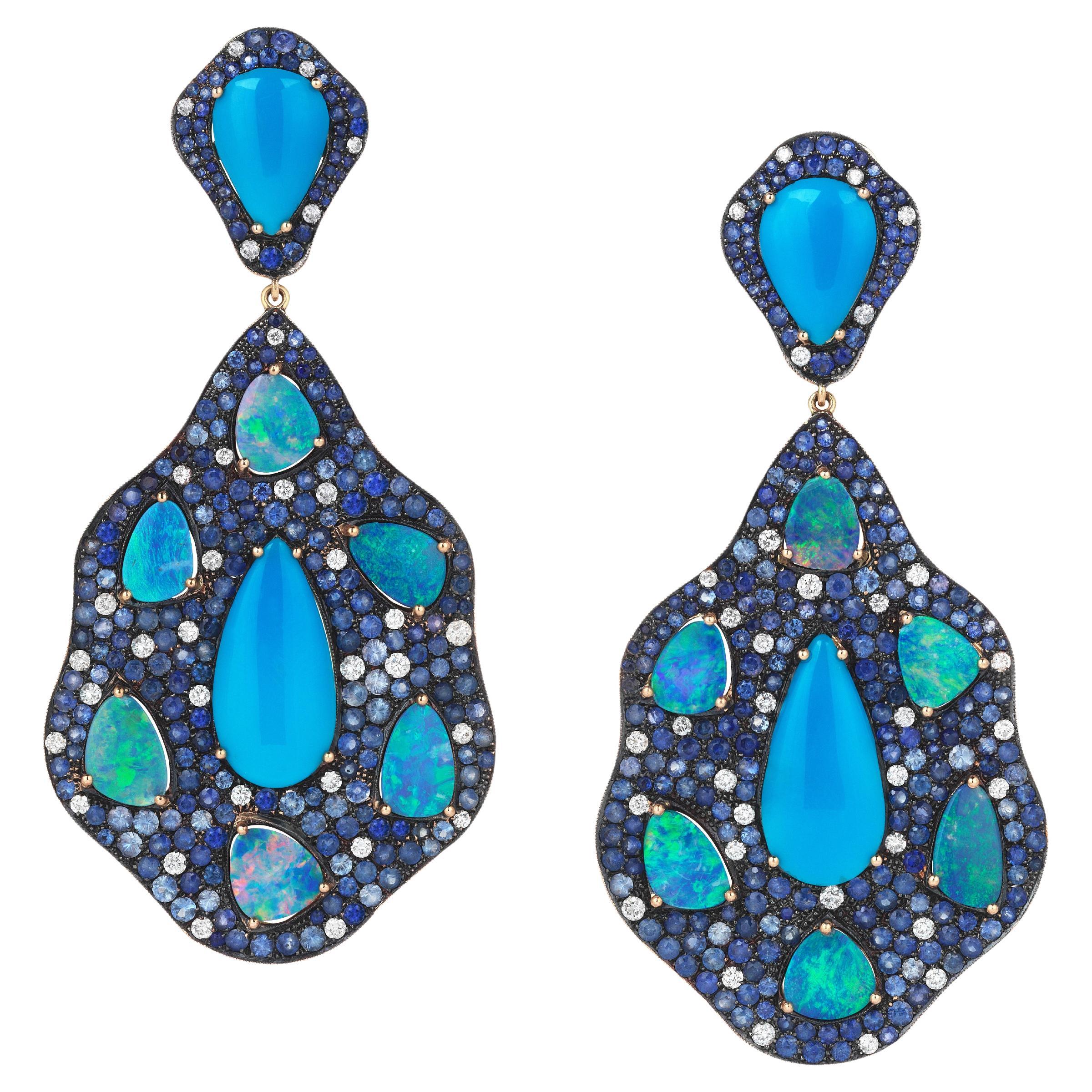 Monan 10.25 Carat Sapphires Ode to Colours Earrings  For Sale