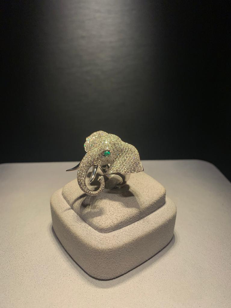 Contemporary Monan Another World 5.78 Carat Diamond Elephant Ring For Sale